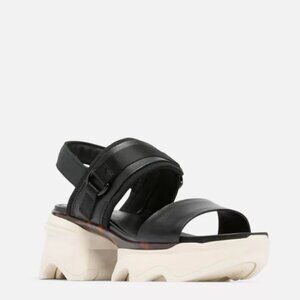 Sorel KINETIC Impact Slingback Heel Women's Sandal color Black, Chalk